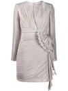 Givenchy Pleated Techno Satin Dress W/ Bow In White