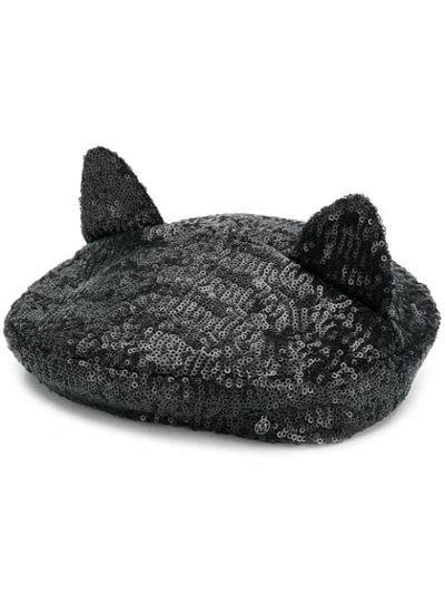 Maison Michel Billy Ears Sequined Hat In Black