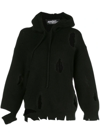 Jeremy Scott Destroyed Hooded Jumper In Black