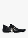 LOEWE BLACK BUCKLED LEATHER LOAFERS,4532940114028193