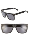 Tom Ford Morgan Thick Square Acetate Sunglasses, Black/blue In Matte Black/ Smoke