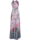 MARCHESA NOTTE FLORAL PRINTED CHIFFON GOWN