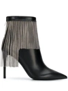 BALMAIN BALMAIN FRINGED ANKLE BOOTS - 黑色