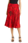 VALENTINO PLEATED FLORAL PRINT SILK CREPE DE CHINE WRAP SKIRT,SB3RA4V64PD