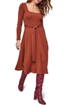 Astr Sinclair Midi Dress In Warm Nutmeg