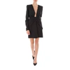 SAINT LAURENT SAINT LAURENT RUCHED PLUNGE NECK DRESS