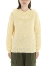 MIU MIU MIU MIU RUFFLED NECK RIBBED SWEATSHIRT