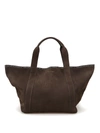 BRUNELLO CUCINELLI MUD GREY NUBUCK EMBELLISHED LARGE TOTE