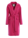 Kenzo Double Breasted Belt Coat In Pink
