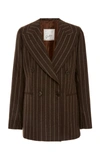 GIULIVA HERITAGE COLLECTION STELLA CHALK STRIPE DOUBLE-BREASTED WOOL BLAZER,741358