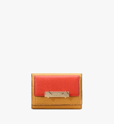 Mcm Milano Mini Three-fold Wallet In Golden Mango