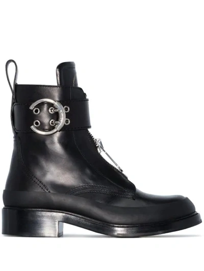 Chloé Roy Rubber-trimmed Leather Ankle Boots In Black