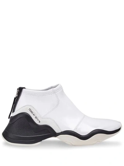 Fendi 50mm Faux Patent Leather Sneakers In White Patent/ Black