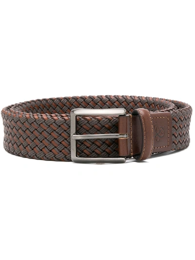 Canali Woven Belt In Brown