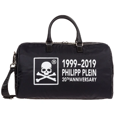 Philipp Plein Travel Duffle Weekend Shoulder Bag Nylon Anniversary 20th In Black