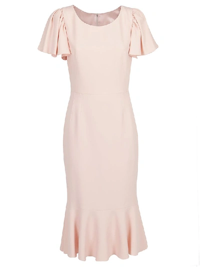 Dolce & Gabbana Fluted-hem Cady-crepe Midi Dress In Pink