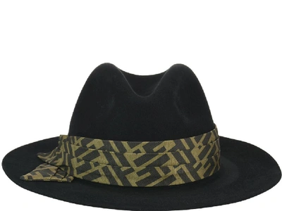 Fendi Ff Logo Band Hat In Black