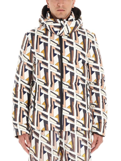 Fendi Geometric Pattern Padded Jacket In Multicolor