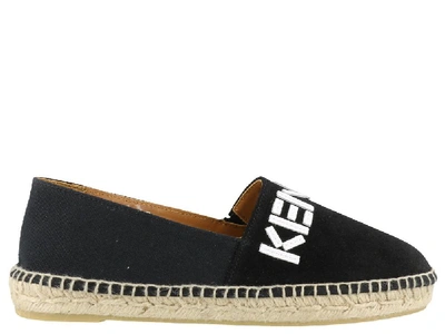 Kenzo Embroidered Logo Espadrilles In Black