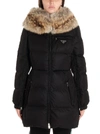 PRADA PRADA PADDED FUR TRIM HOODED JACKET