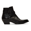 SAINT LAURENT SAINT LAURENT BLACK BUCKLE LUKAS BOOTS