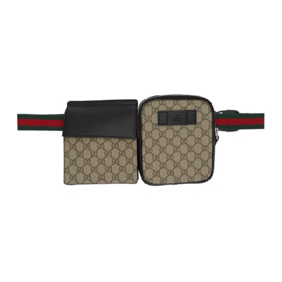 Gucci Sand/brown/black Gg Supreme Bag Belt In Neutral - Brown - Black