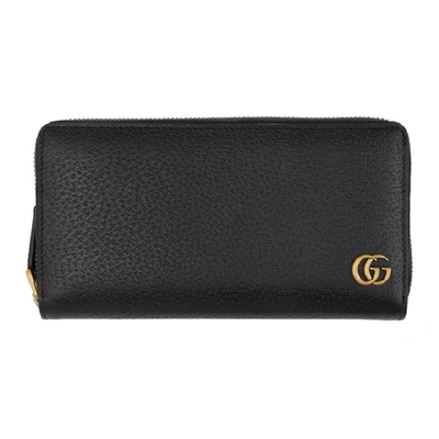 Gucci Gg Marmont Leather Zip Around Wallet In Black
