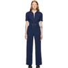 GUCCI GUCCI NAVY BELTED SHORT SLEEVE JUMPSUIT