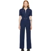 Gucci Belted Wool And Silk-blend Cady Jumpsuit In 4142 Navy