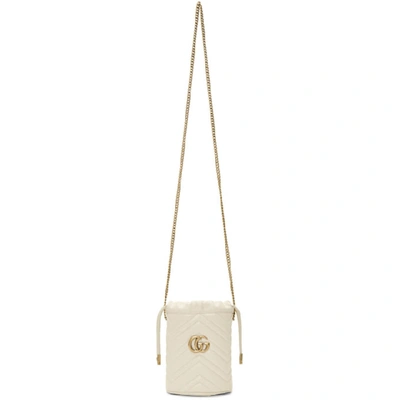 Gucci White Mini Gg Marmont Bucket Bag In 9022 White
