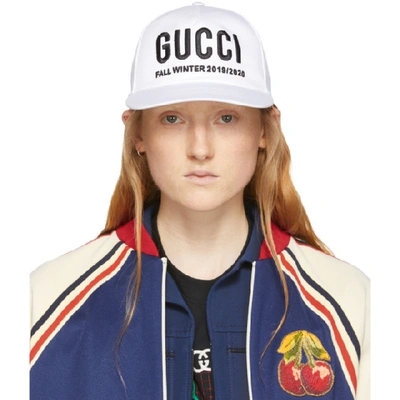 Gucci Logo Embroidered Baseball Cap In White