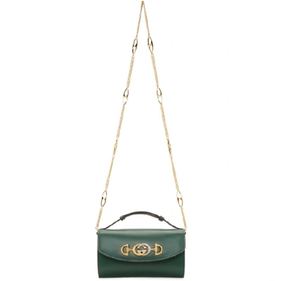 Gucci Zumi Smooth Leather Mini Shoulder Bag In 3154 Green