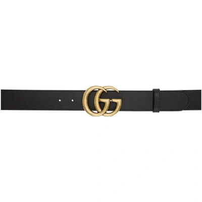 Gucci Smooth Leather Belt W/ Double G Buckle In 1000 Black