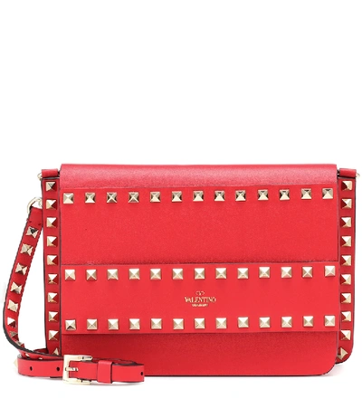 Valentino Garavani Rockstud Small Leather Shoulder Bag In Red