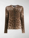 Dolce & Gabbana Leopard-print Virgin Wool Cardigan In Brown