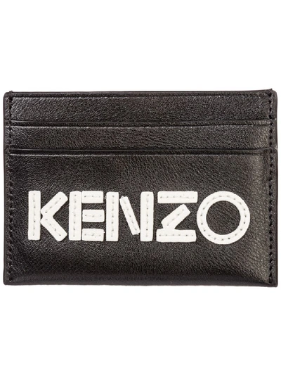 Kenzo Women's Genuine Leather Credit Card Case Holder Wallet In Black