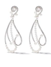 AS29 18KT WHITE GOLD LUCY DIAMOND AND PEARL LONG EARRINGS