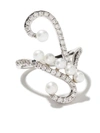 AS29 18KT WHITE GOLD LUCY PEARL AND DIAMOND KNUCKLE RING