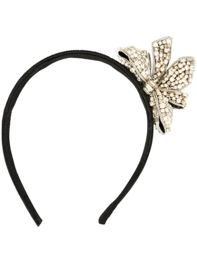 Dice Kayek Crystal Embellished Bow Headband In Black