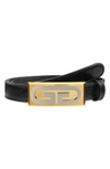 GUCCI GG PLAQUE BUCKLE LEATHER BELT,57222707N0X