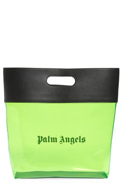 Palm Angels Alien Clear Shopper Tote In Green Black