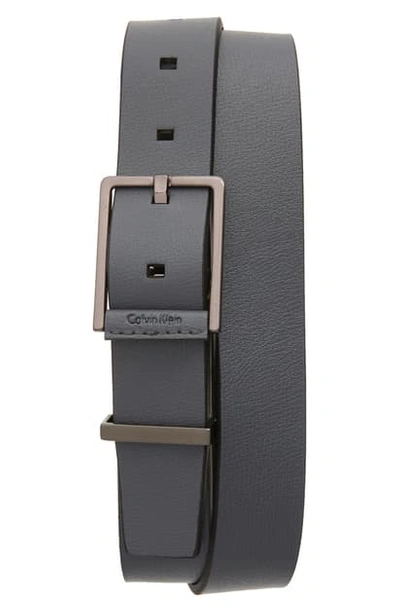 Calvin Klein Faux Leather Belt In Grey