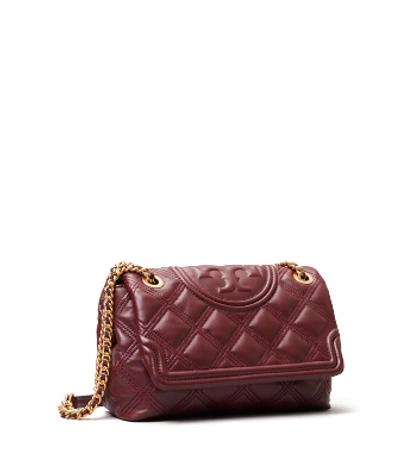 Tory Burch Fleming Soft Quilted Lambskin Leather Shoulder Bag In Claret