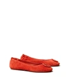 Tory Burch Minnie Travel Ballet Flats, Suede Logo In Canyon Orange / Canyon Orange