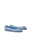 Tory Burch Minnie Travel Ballet Flat, Suede In Blue Yonder