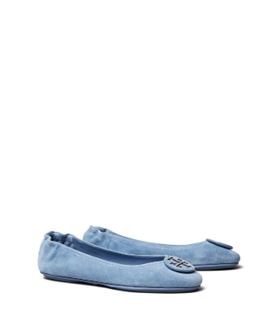 Tory Burch Minnie Travel Ballet Flat, Suede In Blue Yonder