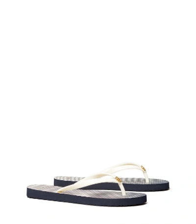 Tory Burch Printed Thin Flip-flop In Tory Navy / Homage To The Flower Stripe