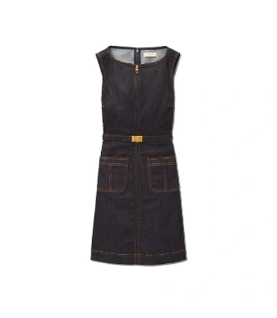 Tory Burch Zip-front Denim Dress In Resin Rinse | ModeSens