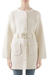 GUCCI BELTED LONG WOOL CARDIGAN,579731XKAQ6