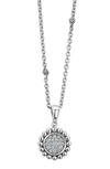 Lagos Caviar Spark Diamond Pavé Circle Pendant Necklace In Silver